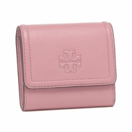 【TORY BURCH】素面皮革短夾-玫瑰粉