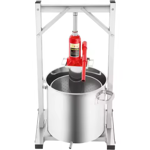 5.8 Gal Wine Press,Hydraulic Fruit Crusher&Juice Press with Frame&Jack for Apple Cider, Grape,Tomato