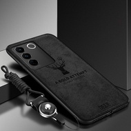 LANLIN For Vivo V27 Vivo V27 Pro Vivo V27e Phone Case Cloth Fabric Deer Shockproof Casing Soft Silic