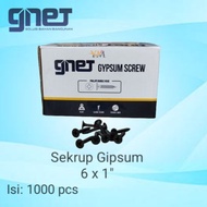 GNET 6x1" Gypsum Screws, 1000 pcs