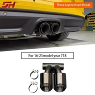 For Porsche Cayman 718 Boxster Exhaust Modified Dual Tailpipe Stainless Steel Muffler 2016-2023