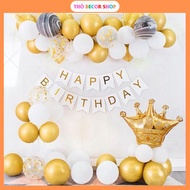 Birthday decoration balloon Combo NM260 white and yellow tones (FREE BALLOONS DROPING BEADS)