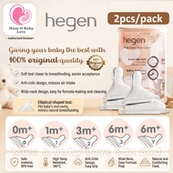 Original Hegen Teat 2pcs for Milk Bottle (Extra Slow/ Slow/ Medium/ Fast Flow/ Thick Feed), Puting