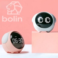 bolin Cute Expression Alarm Clock Snooze Child Kids Digital Always-on Display Desktop Table Clock Al