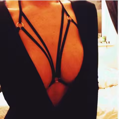 JLX.HARNESS Adjustable Harness Bra (Cup-less) in Black Cupless Bondage Lingerie Erotic Frame Bra Fet