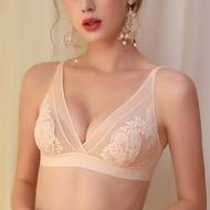 Fallsweet Wireless Bra For Woman Ultra Thin Lace Bralette Deep V Diving Bra