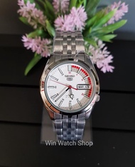 Win Watch Shop SEIKO 5 Automatic รุ่น SNK369K1 นาฬิกาข้อมือผู้ชายสายสแตนเลส  หน้าปัดสีขาว/แดง - มั่นใจ ของแท้ 100% รับประกันสินค้า 1 ปีเต็ม