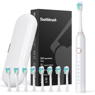 Electric toothbrush, sonic brush, side-to-side motion, IPX7 waterproof, 6 modes, 8 replacement brush