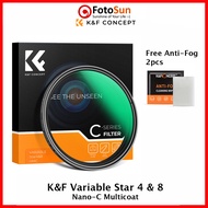 K&F Concept Star 4 & 8 variable effect filter for cinematic video and landscape photo