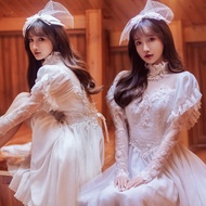 ใหม่ Retro 80s งานแต่งงาน เดรส ธีมการถ่ายภาพ ทันสมัย สีขาว ชุดราตรี สําหรับสาว Art Photoshoot เรียบห