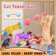 POODEE Cat Teaser Toy Gun Launcher Soft Pom Pom Balls Interactive Play Training Exercise