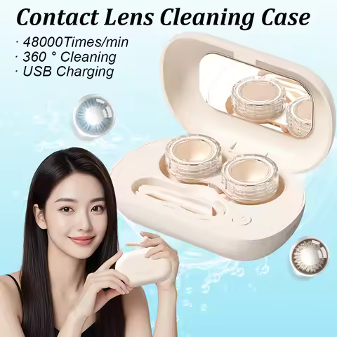 Rechargable Portable Ultrasonic Contact Lens Cleaner Machine Fit Disposal Soft Lens, Colored Contact