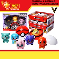 Pokemon collectibles mini figurine toys with Pokeball 4 Face shiftable Mood Expressions Pikachu Eeve
