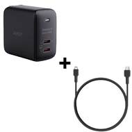 Bộ Combo cáp sạc Aukey 45W Type-C to Lightning màu đen
