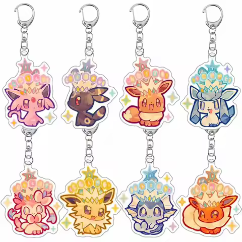 Pokemon Key Chain Anime Cartoon Vaporeon Flareon Jolteon Umbreon Eevee Espeon Glaceon Leafeon Sylveo