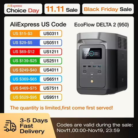 EcoFlow Portable Power Station DELTA 2 950, Solar Generator with 950Wh LiFePO4 Battery, Solar Powere