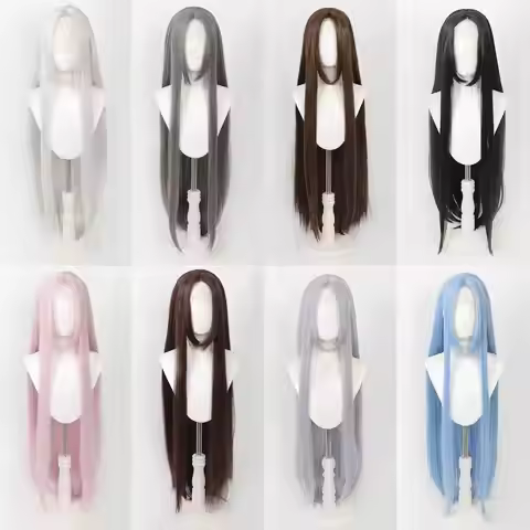 100cm Long Straight Universal Hand Hooked Lace Front Wig Synthetic Hair Wig for Cosplay & Daily For
