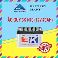Bình Ắc Quy Xe Tải Xe Ô Tô 12V-70Ah Ắc Quy 3K N70