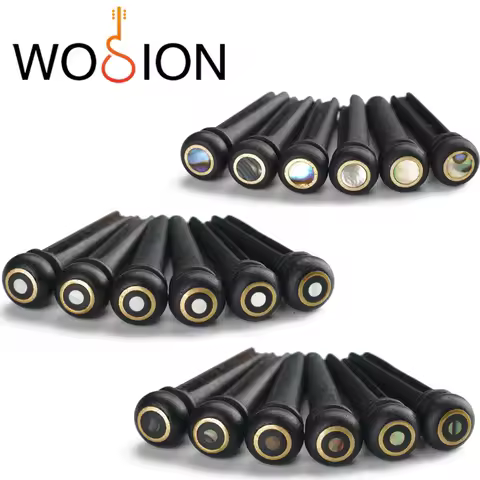 Wosion Ebony acoustic guitar bridge pin Black , inlaid with copper ring small white shell ， small co