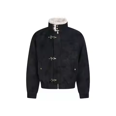 Inner Wool Thickened Bomber Jacket For Men And Women American Aircraft Buckle Retro Fashion Stand Co