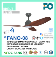 PO FANO-08 46" Smart WIFI-Enabled Ceiling Fan with 20W Dimmable RGB LED Light Kit (Optional)