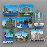 【Shipment within 24 hours‌】 Fridge Magnet Malaysia Maldives Rom Shanghai Disney Singapore Switzerlan