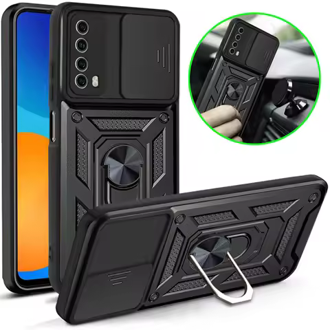 For Huawei Y6A Y7A Y9A Case Slide Camera Lens Protect Armor Phone Case For Huawei Y6P Y7P Y8P Magnet