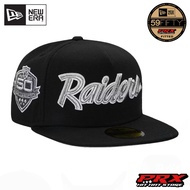 NEW ERA 59FIFTY A-FRAME FITTED LAS VEGAS RAIDERS 50TH ANNIVERSARY BLACK METALLIC EDITION HAT CAP