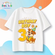 Birthday Boy 3 year old Boy t-shirt with a dog wearing a cute yellow Birthday hat – NK248