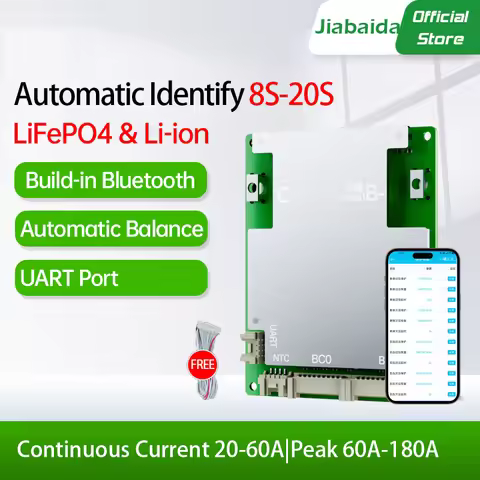 JiaBaiDa Automatic Identify 8S-20S LiFePO4 Li-ion Bluetooth Smart BMS 24V 36V 48V 60V 72V BMS with U