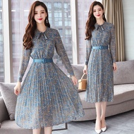 Korean Floral Chiffon Long Sleeve Dress [Pre-Order] YXY-8635