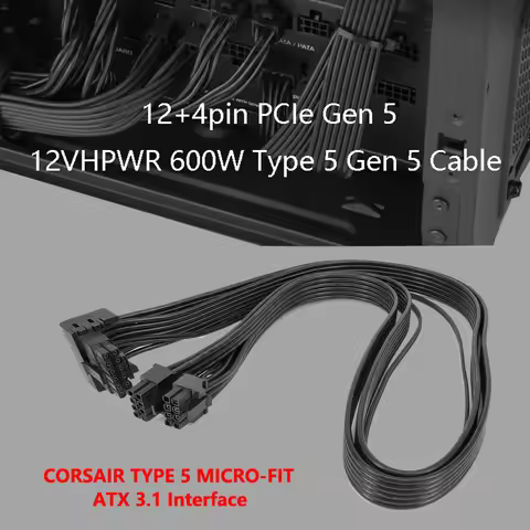 For Corsair SF1000L SF850L Type 5 PCIE CABLE MICRO-FIT ATX3.1 600W PCIe 5.0 12VHPWR 16Pin PSU Cable 