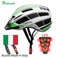 PROMARK หมวกปั่นจักรยานมีไฟ Premium LED Cycle Helmet Chin Buckle (Made In Italy) EPS Foam Adjustable