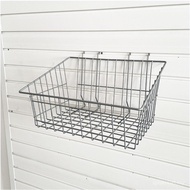 Multifunctional Garage Slot Plate Hook Iron Metal Warehouse Black Shelf Wall-Mounted Storage Basket 