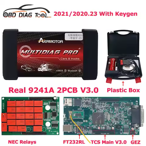 2021.11/2020.23 Keygen AER Multidiag Pro+ Bluetooth OBD2 Car Truck Scanner TCS PRO VCI V3.0 2PCB Rea