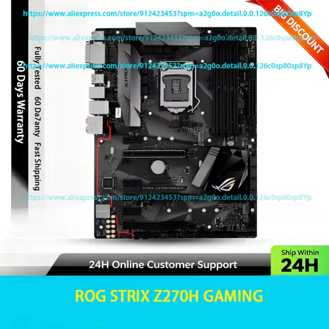 For ASUS ROG STRIX Z270H GAMING LGA1151 ATX Z270 DDR4 Max 64GB PCIe3.0 M.2 DVI HDMI Fit Intel 7/8 Ge
