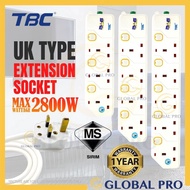 Sirim Approve TBC Premium TTS Portable Trailing Socket 3/4/5 way 2 Meters Extension Plug UK 3 Pin Plug