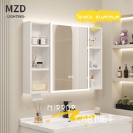 MZD【white Light】Simple Modern Space Aluminum Mirror Cabinet, Bathroom Intelligent Modern Beauty Mirror Cabinet, Separate Wall Mounted Mirror Cabinet, Door Storage, Bathroom Mirror Cabinet