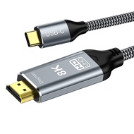 8K USB C to HDMI 2.1 Cable 6.6Ft, 48Gbps USB Type-C to HDMI Braided Cord (8K@60Hz,4K@120Hz) Compatib