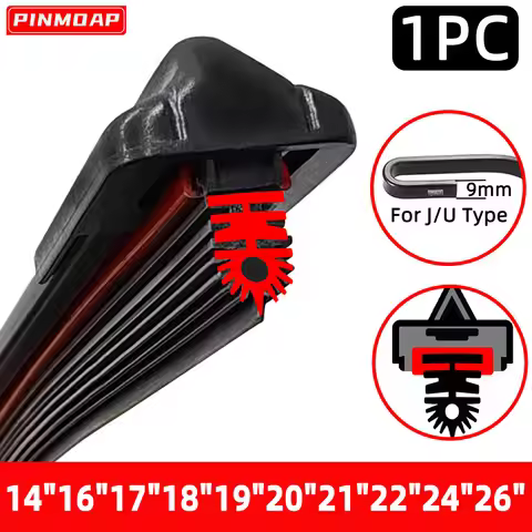 PINMOAP Car Windshield Wiper Blade 11 Layer Rubber Strip Design Wiper 9mm Universal J/U Interface 14