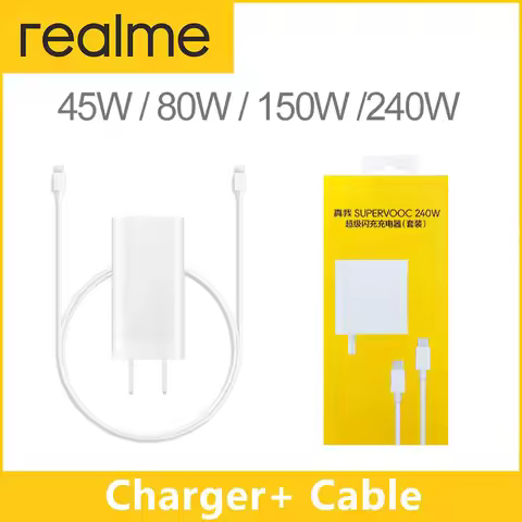 Original Realme SuperVOOC Charger 240W / 150W / 120W / 80W / 45W with Cable Dash Quick Charge for GT