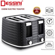 DESSINI 1500W 4 Slice Electric Toaster Mesin Bakar Roti Auto Pop-Up Reheat Defrost Breakfast Maker