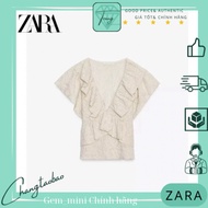 ZR AU White V-neck blouse with ruffle sleeves blink size S 165/84a