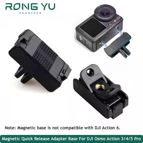 Magnetic Quick Release Adapter Base For DJI Osmo 360 Action 3/4/5 Pro Foldable Quick-release Two Cla