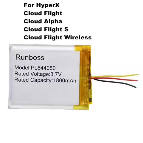 Wireless Headset Battery 3.7V 1800mAh PL644050 for HyperX Cloud Flight, Cloud Alpha, Cloud Flight S