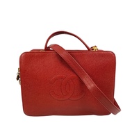△ CHANEL 香奈兒 Red Caviar Skin Gold Tone Metal Vintage No.5 Vanity Case 紅色粒紋小牛皮金色金屬經典No.5化妝箱-267017737