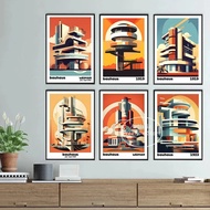 Bauhaus Architecture Canvas Art-Modern Building Print Poster for Living Room and Office Wall Decor A