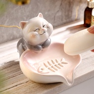 Ceramic Soap Rack Soap Box Drain Soap Box Cat Toilet Soap Box Soap Rack