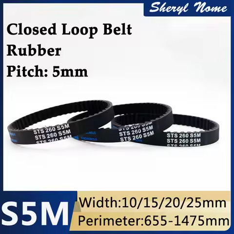 S5M rubber conveyor gear belt industrial timing belt tooth pitch 5mm bandwidth 10/15/20/25mm perimet
