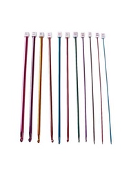 11入組鉤針組針織鉤2-8mm紗線針多色金屬縫紉配件工具